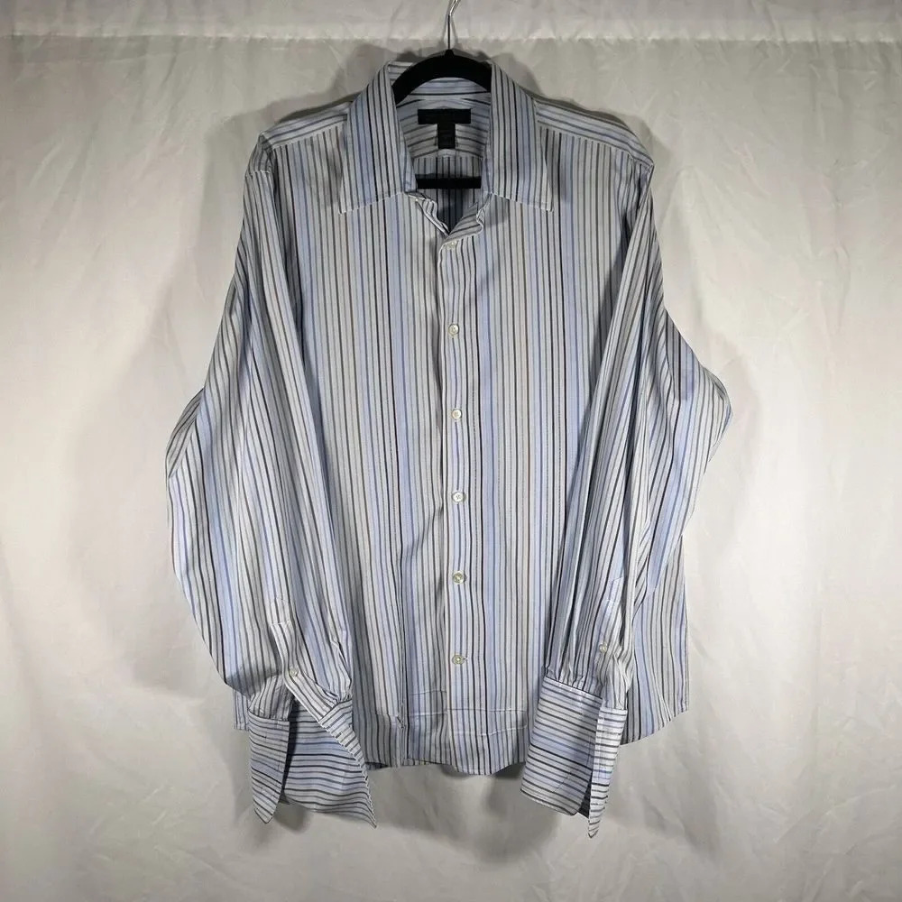 Express Dress Shirt Mens Large Blue White Striped Button Up